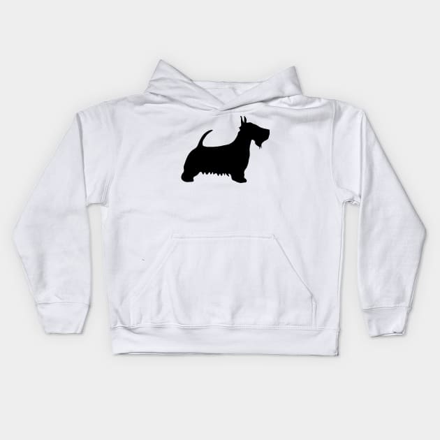 Scottish Terrier Dog Silhouette - Black Kids Hoodie by MacPean